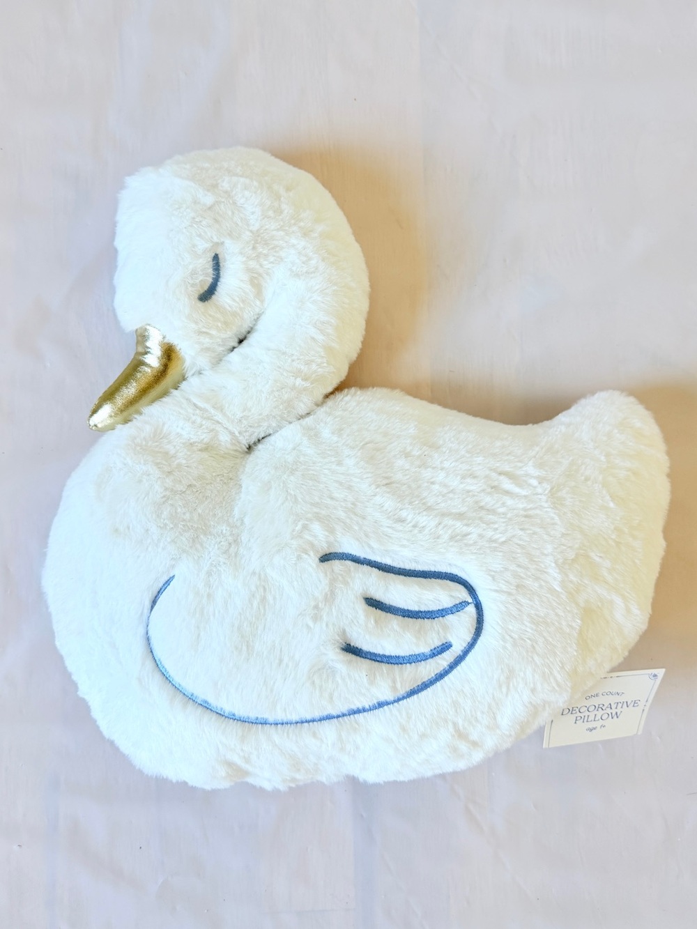 White Swan Decorative Pillow Gold Beak Plush Bullseye’s Playground 13x13 New